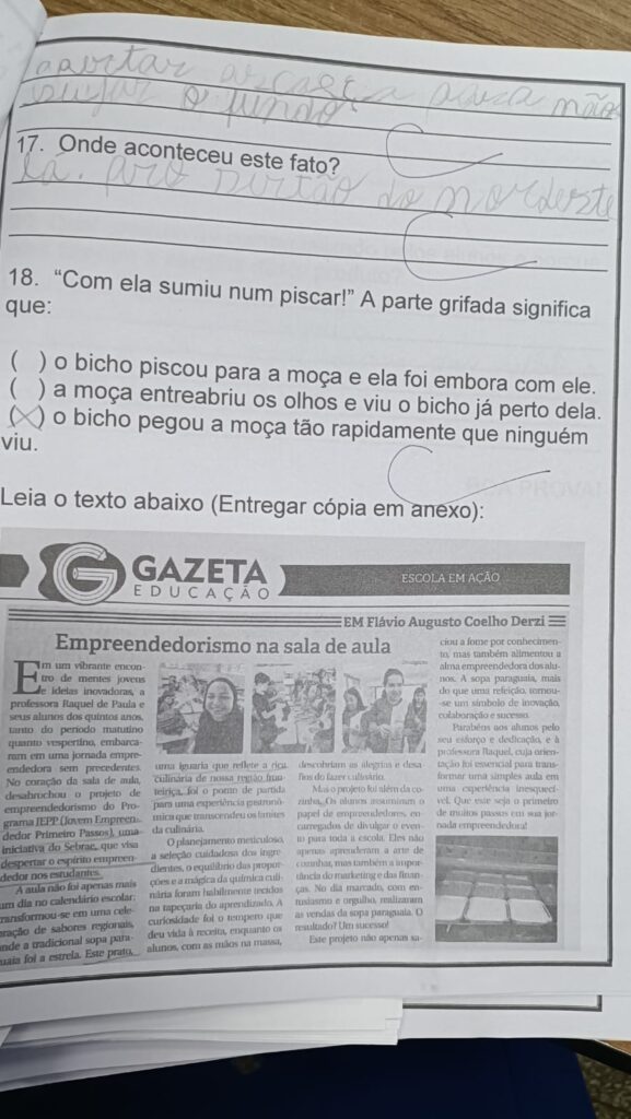 Escola Municipal Flávio Derzi utiliza o jornal em atividades pedagógicas